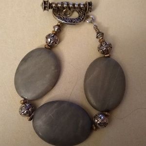 Grey stone toggle bracelet